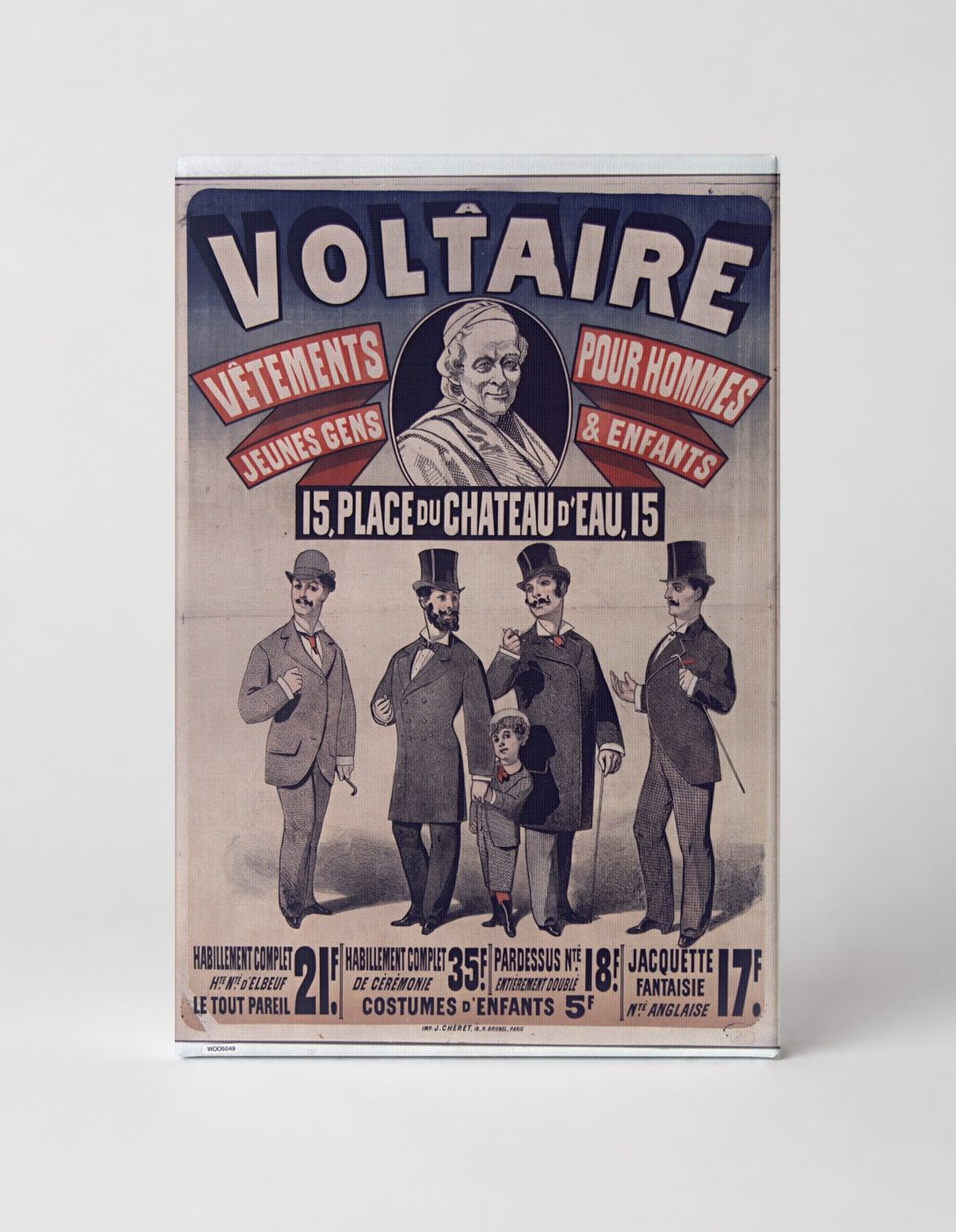 Voltaire Vêtements Pour Hommes 1880s - Victorian French Fashion Vintage Poster Wall Art