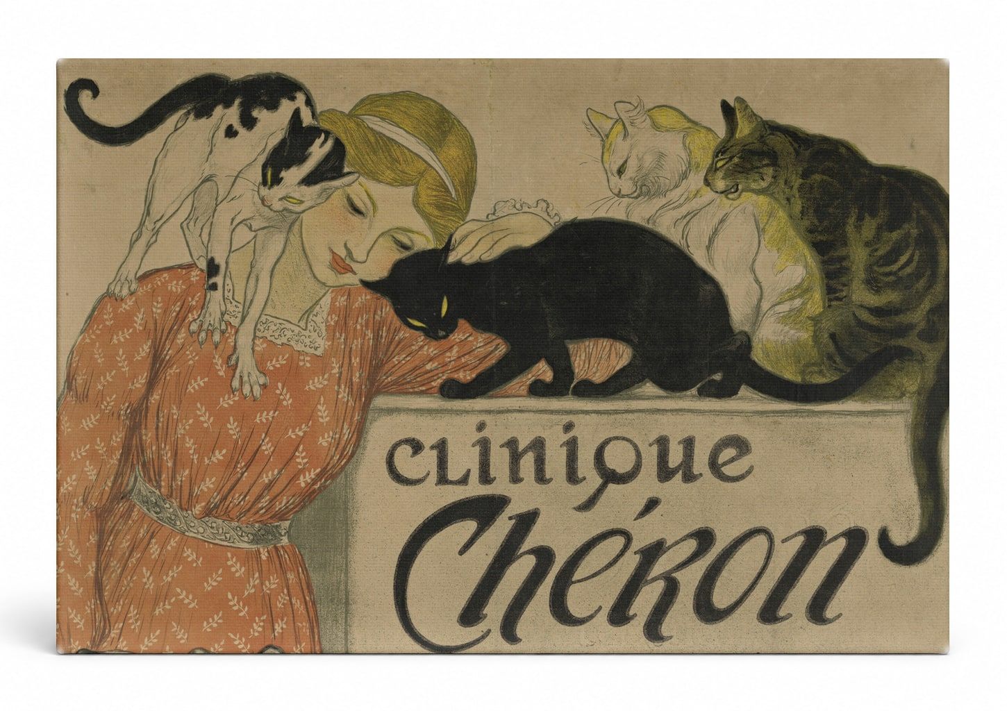 Clinique Chéron - Belle Époque Vintage Cat Poster Canvas Wall Art