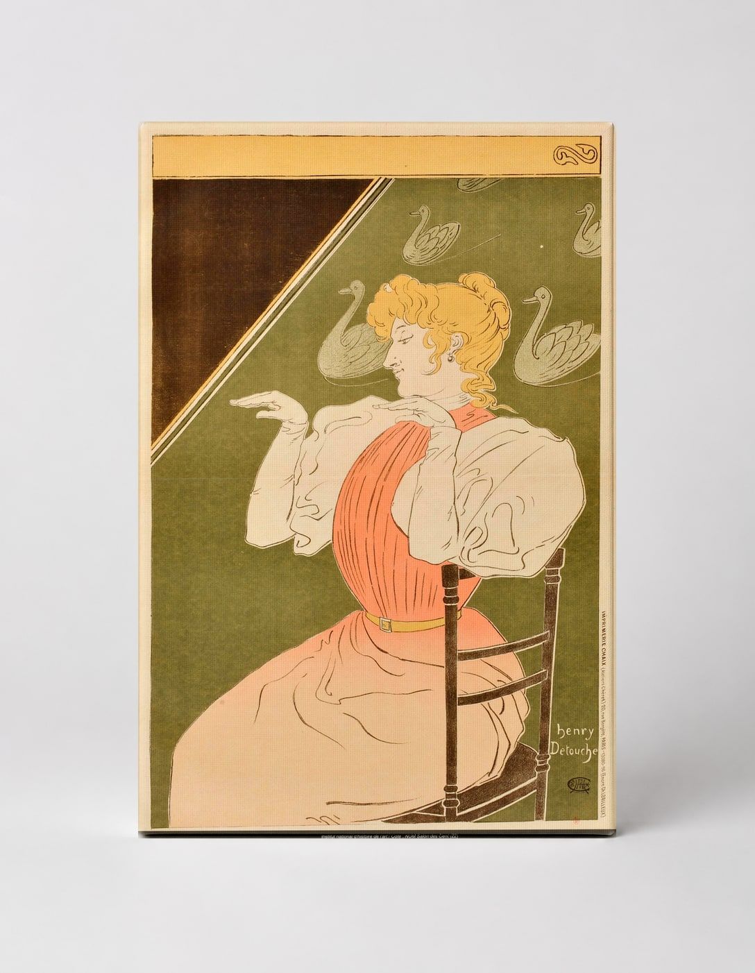 Henry Detouche Belle Epoque Woman with Swans - Vintage Lithograph Poster Canvas Wall Art