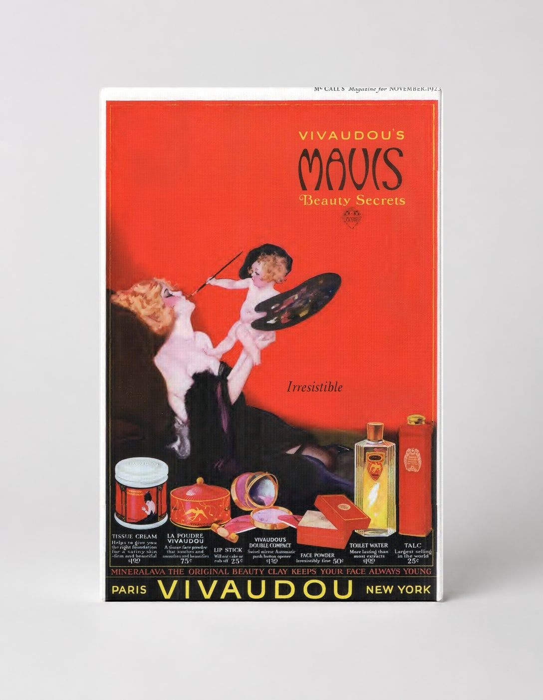 Vivaudou's Mavis Beauty Secrets 1923 - Vintage Advertising Poster Wall Art