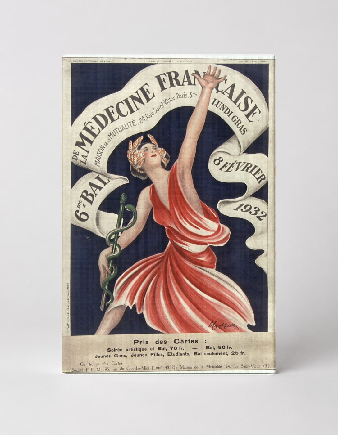 6e Bal de la Médecine Française 1932 - Art Deco Vintage Poster Wall Art