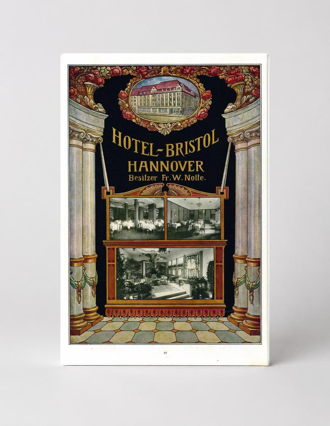 Hotel Bristol Hannover 1900s - Vintage German Travel Poster Canvas Wall Art