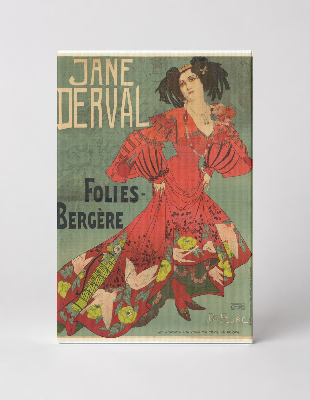 Jane Derval Folies-Bergère 1900 - Art Nouveau Vintage Poster Wall Art