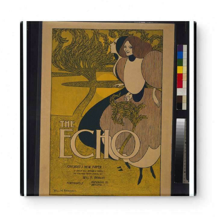 The Echo Chicago's New Paper 1895 - Art Nouveau Vintage Poster Wall Art