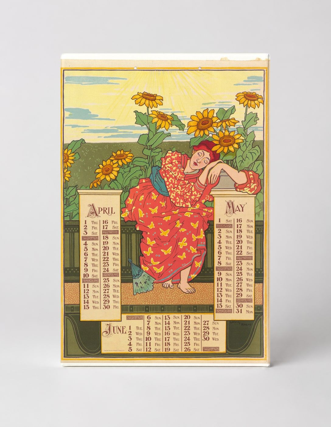 Spring Calendar 1896 - Art Nouveau Vintage Poster Canvas Wall Art