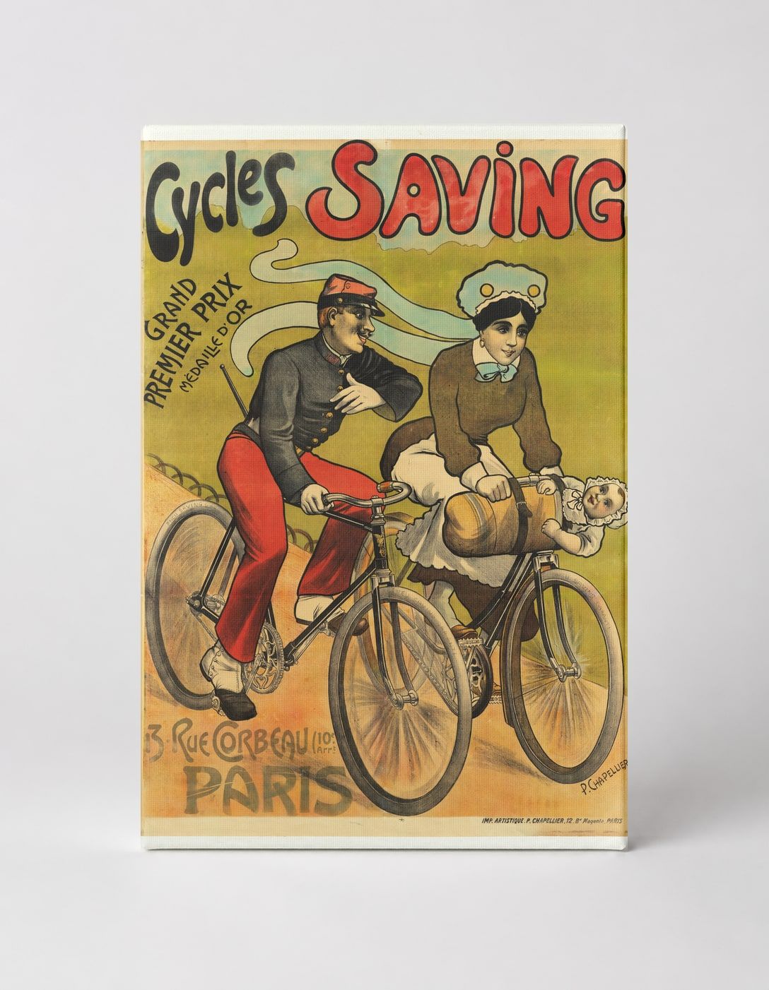 Cycles Saving Paris 1900 - Belle Époque Vintage Bicycle Poster Wall Art