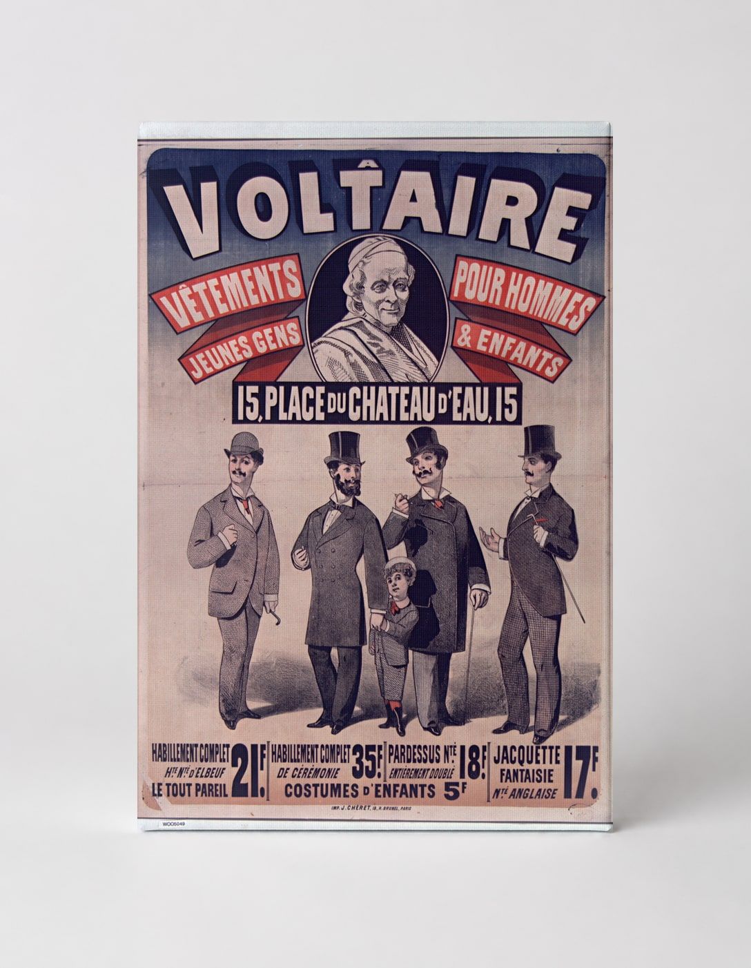 Voltaire Vêtements Pour Hommes 1880s - French Victorian Advertising Poster Wall Art