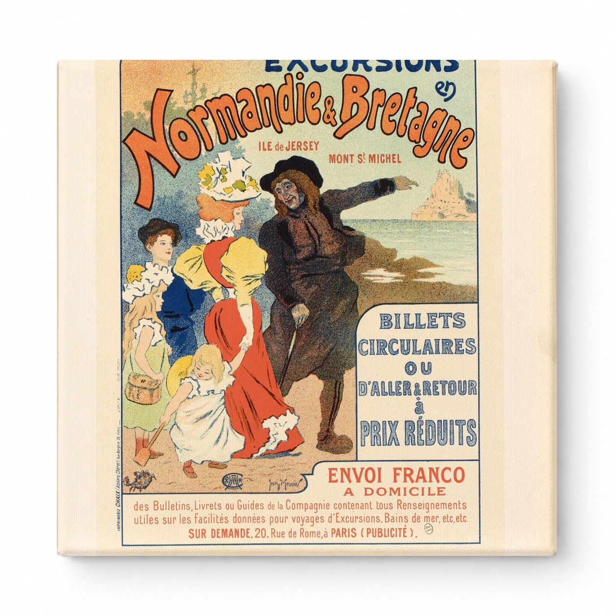 Normandie & Bretagne Excursions 1890s - Belle Époque French Travel Poster Wall Art