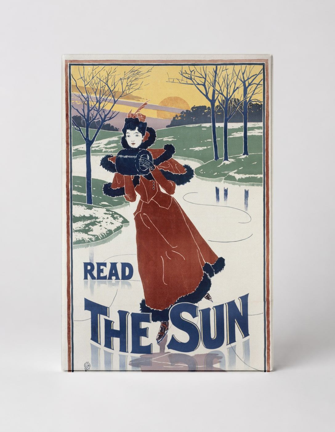 Read The Sun 1895 - Victorian Ice Skating Newspaper Vintage Poster Wall Art