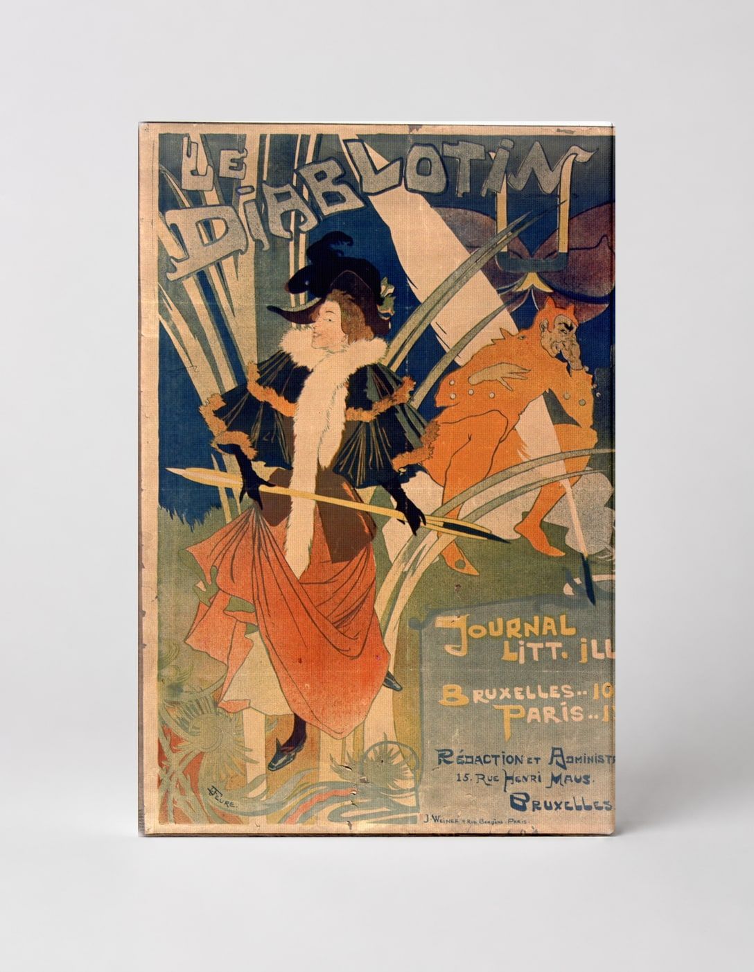 Le Diablotin 1890s Belgian Literary Journal - Art Nouveau Vintage Poster Wall Art