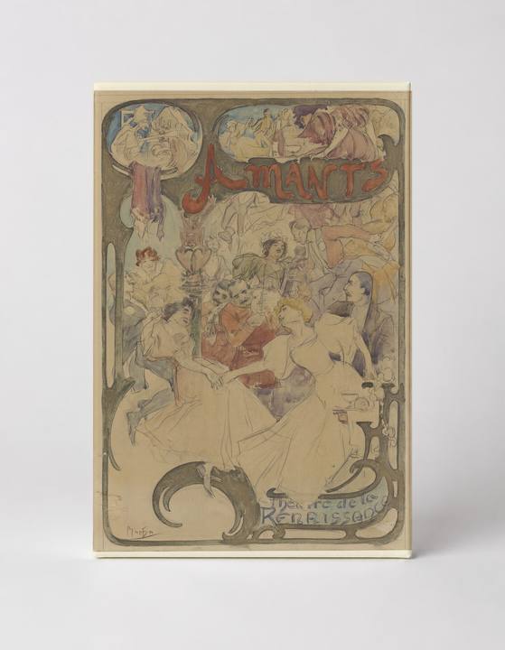 Amants Theatre de la Renaissance 1895 - Art Nouveau Vintage Poster Wall Art