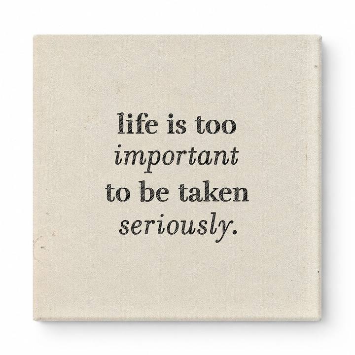 Life Is Too Important to Be Taken Seriously — Distressed Chalkboard