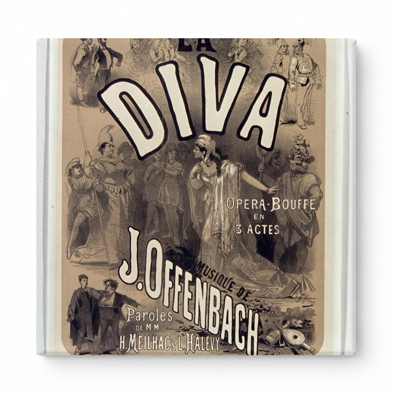 La Diva 1869 Offenbach Opera-Bouffe Bouffes Parisiens Vintage Poster Canvas Wall Art