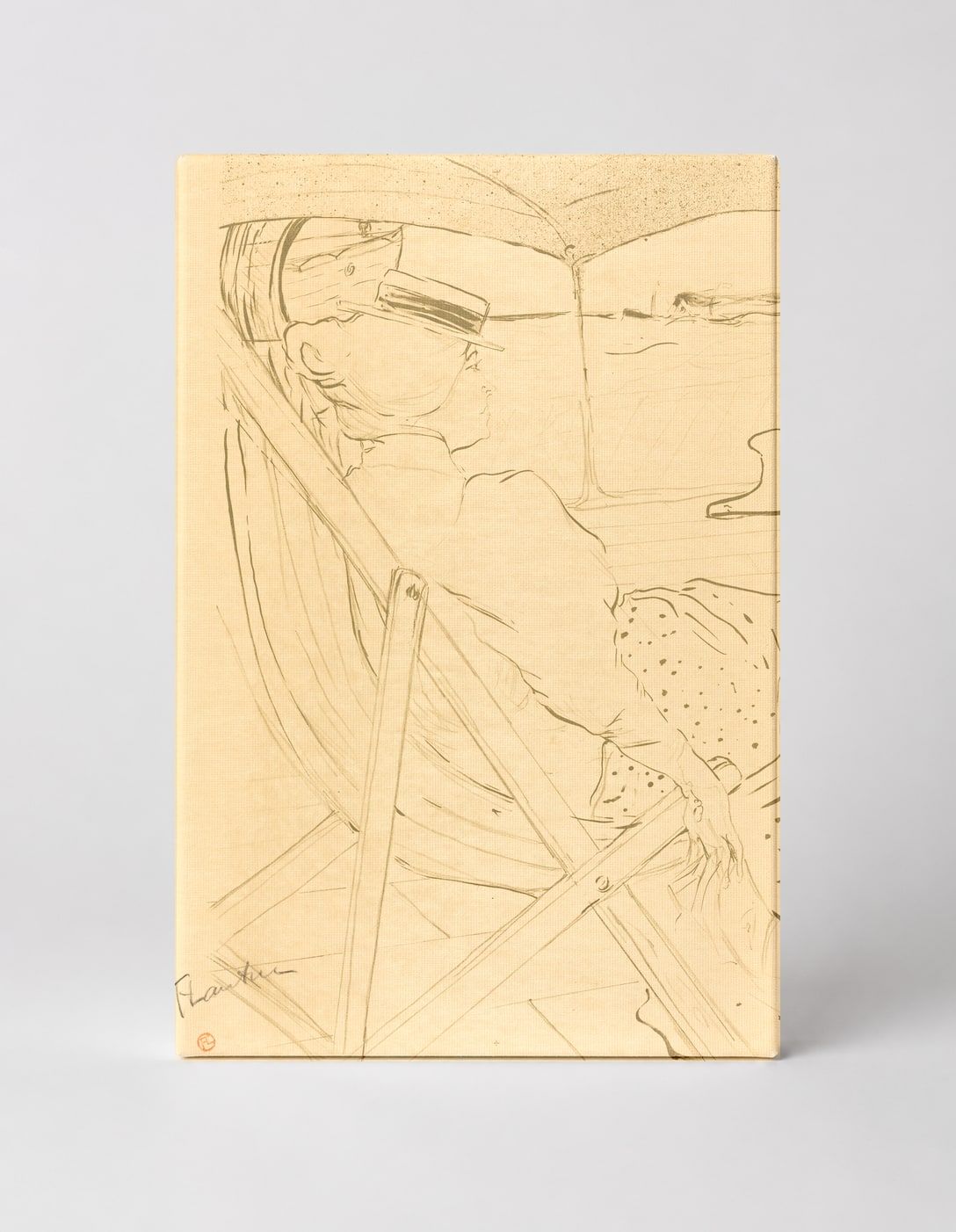 Woman in Deck Chair 1890s - Belle Époque Vintage Lithograph Canvas Wall Art