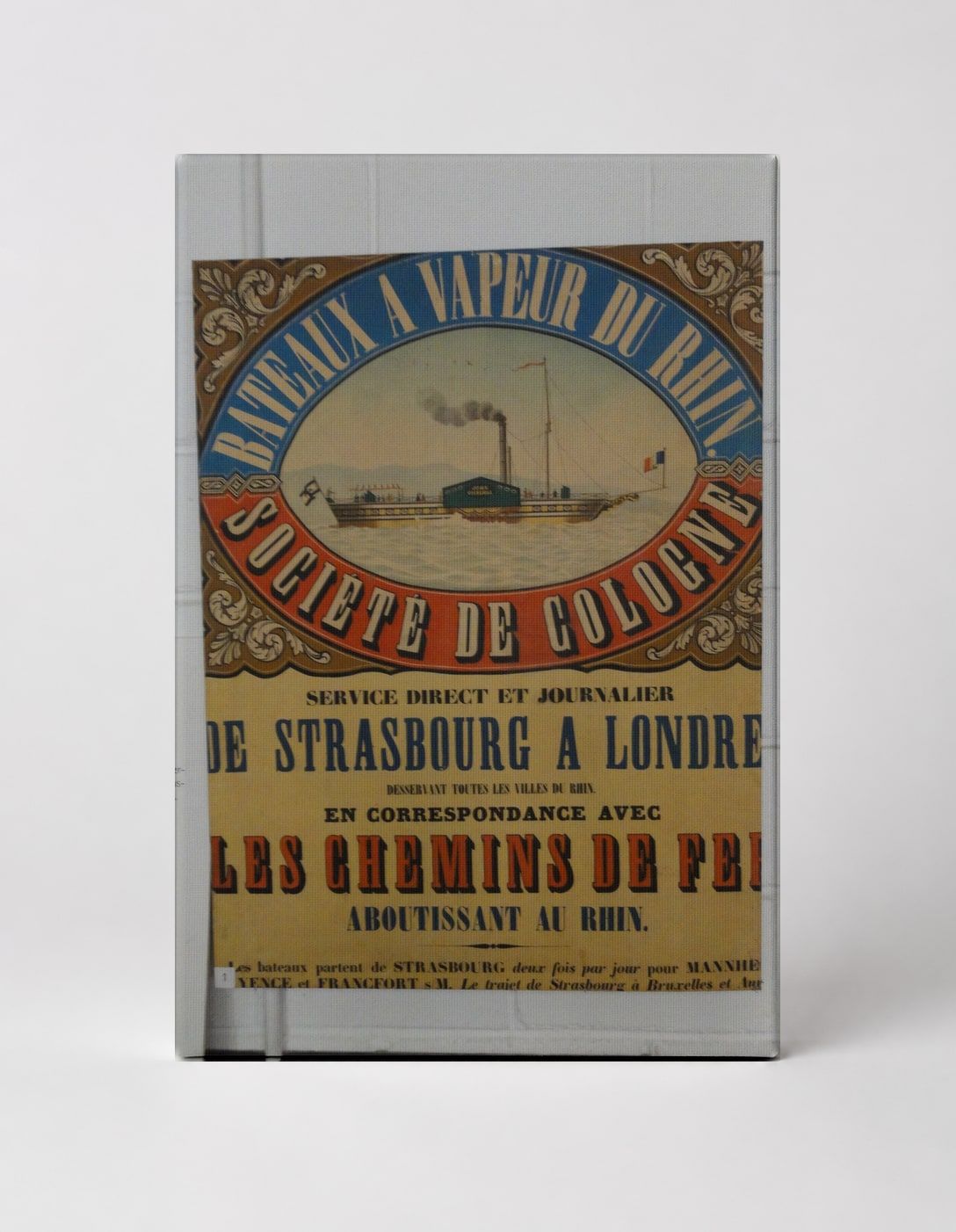 Bateaux à Vapeur du Rhin Société de Cologne 1800s - Vintage Travel Poster Wall Art
