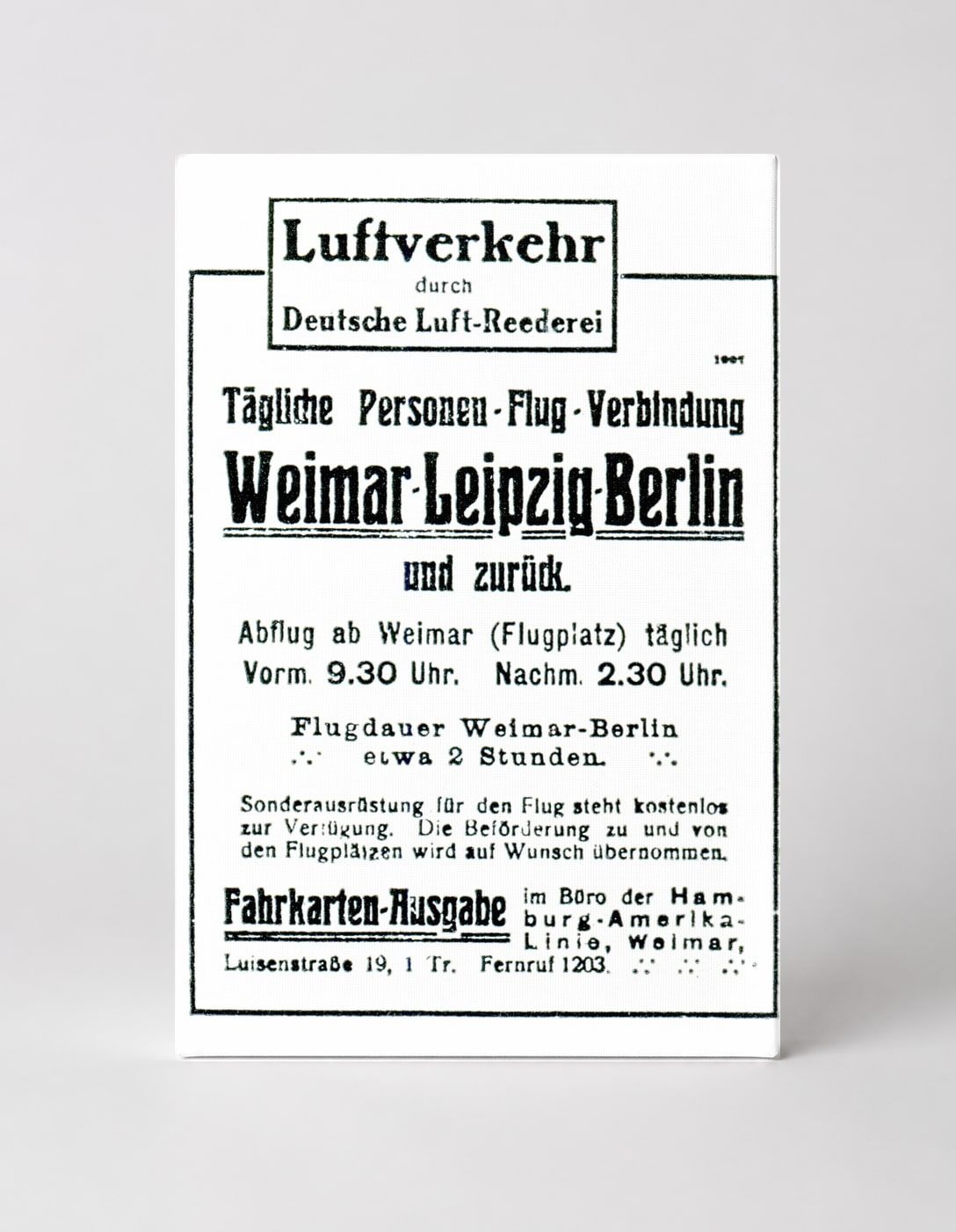 Deutsche Luft-Reederei 1919 Weimar Berlin Air Service Vintage Poster Wall Art