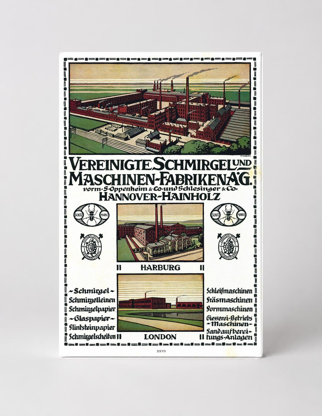 Vereinigte Schmirgel und Maschinen-Fabriken 1900s German Industrial Vintage Poster Wall Art