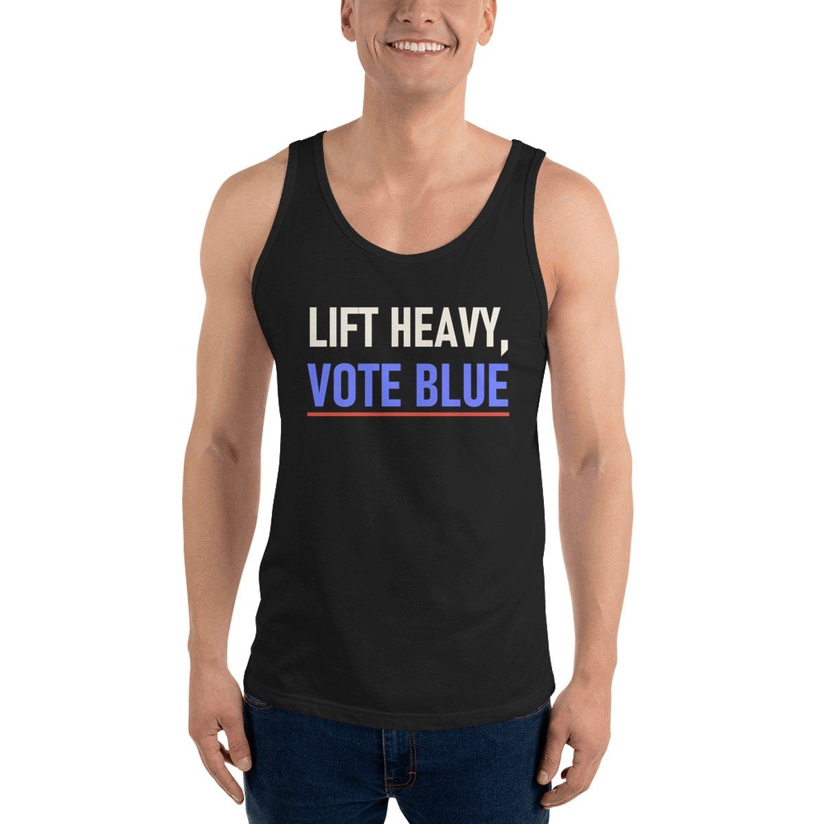 Lift Heavy Vote Blue Unisex Staple Tank